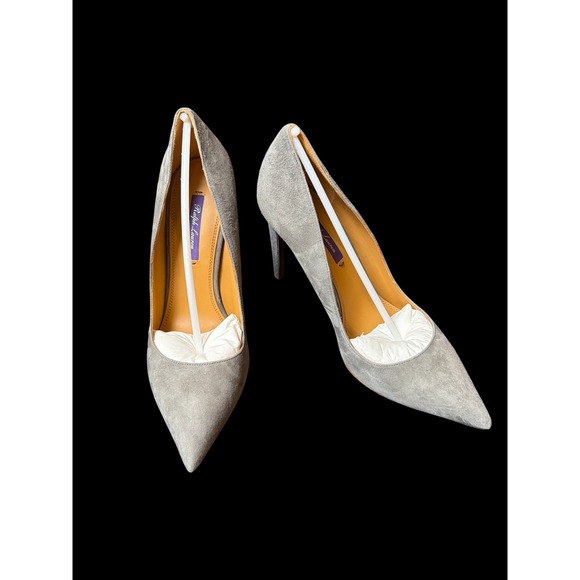 Ralph Lauren Purple Label Celia Grey Suede Pointed Toe Pumps Made in Italy 39.5 - Picture 10 of 16